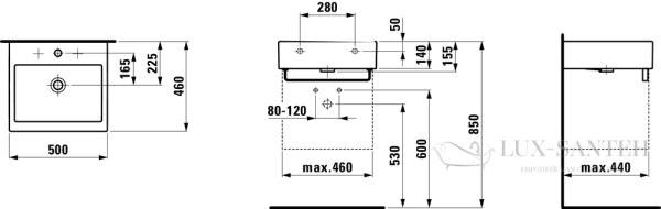 раковина laufen living 8.1743.1.000.108.1 50 см, белый глянцевый 