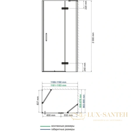 душевой уголок wasserkraft aller 10h07r 120х90 см 