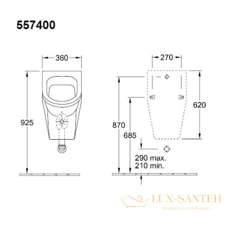 писсуар villeroy & boch architectura 55740001, белый