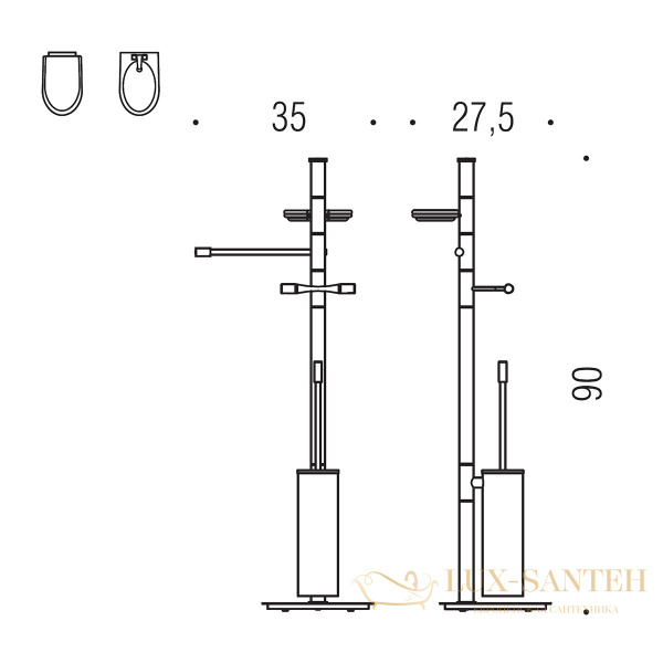 стойка colombo design isole b9413n для унитаза и биде с аксессуарами 90 см, хром