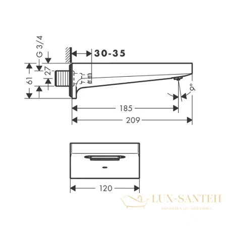 излив на ванну hansgrohe metropol 32543670 черный матовый