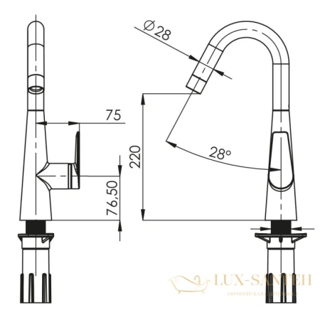 смеситель teska axis e4106 для кухни, хром