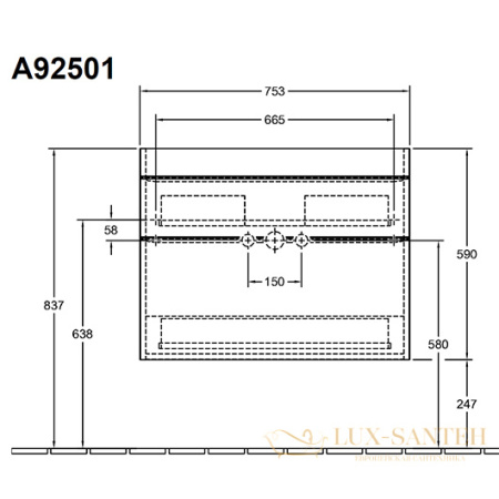 тумба под раковину villeroy & boch venticello a92501dh 75.3x50.2x59, белый