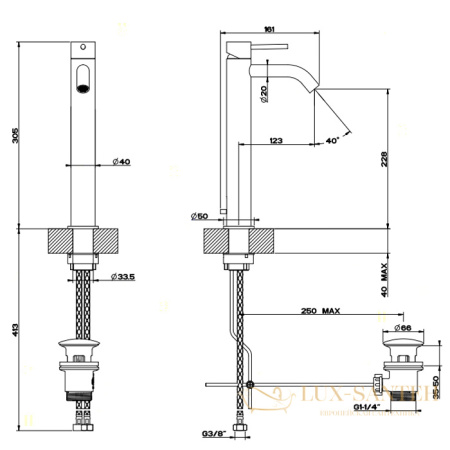 смеситель высокий для раковины gessi 316 flessa 54004.299, black xl