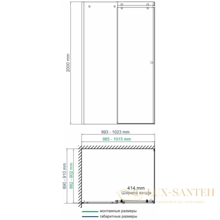 душевой уголок wasserkraft vils 56r22 100х90 см 