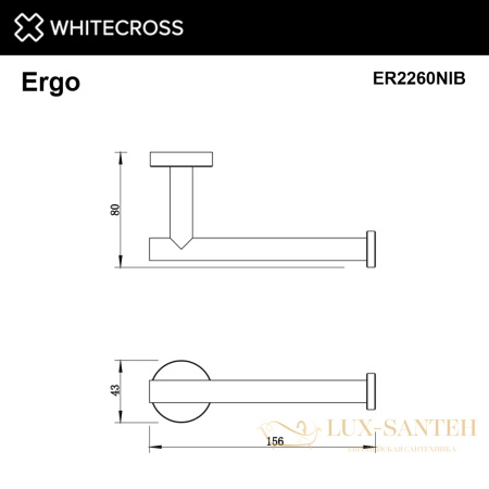 держатель туалетной бумаги whitecross ergo er2260nib, брашированный никель