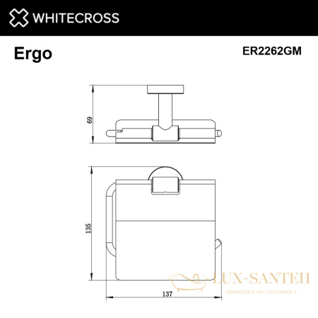 держатель туалетной бумаги whitecross ergo er2262gm, оружейная сталь