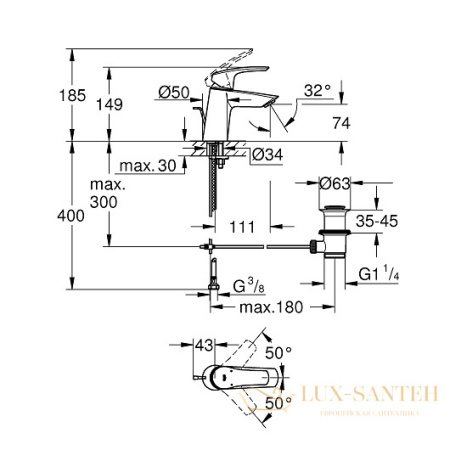 смеситель grohe eurosmart 23965003 для раковины, хром