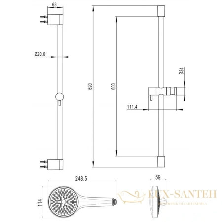 душевой гарнитур villeroy & boch embrace tvs1086000261, хром