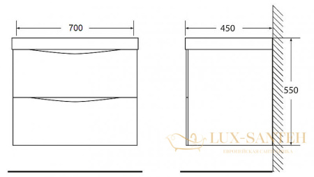 тумба под раковину belbagno marino marino-700-2c-so-rw-p 70 см подвесная, rovere moro