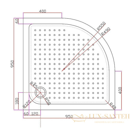 акриловый поддон cezares tray a tray-a-r-95-550-15-w для душа 95х95, белый