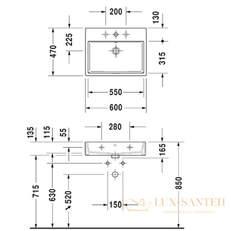 раковина duravit vero air 2350600000 600х470 мм, белый