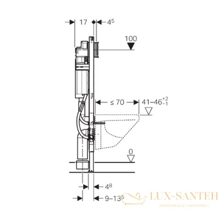 инсталляция для подвесного унитаза geberit duofix up320 111.350.00.5 ширина 42,5 см