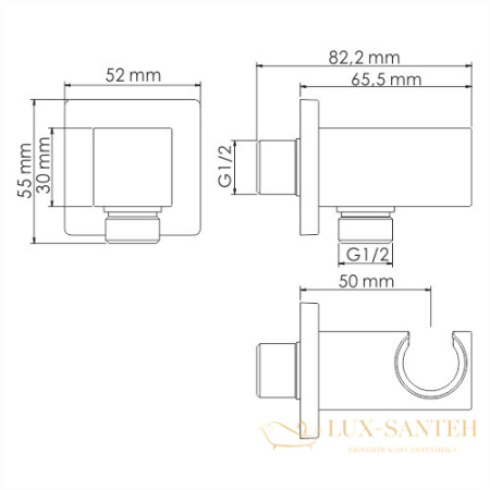 гигиенический душ  со встраиваемым смесителем wasserkraft wiese a8451.186.239.215, оружейная сталь