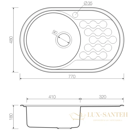 кухонная мойка omoikiri kasumigaura 77-ab-l 4993070, латунь