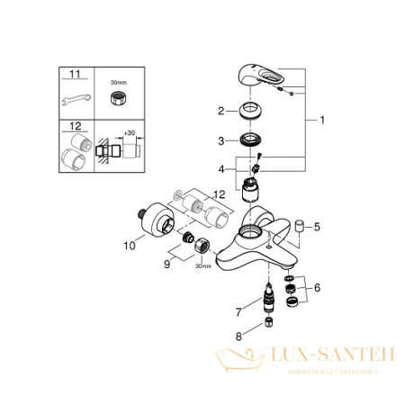 смеситель grohe eurostyle 33591003 для ванны, хром