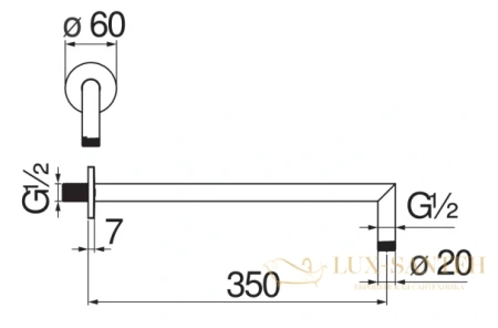 кронштейн для душа 350 мм nobili, ad138/44flp diamond smoke алмазный дым, цвет черный