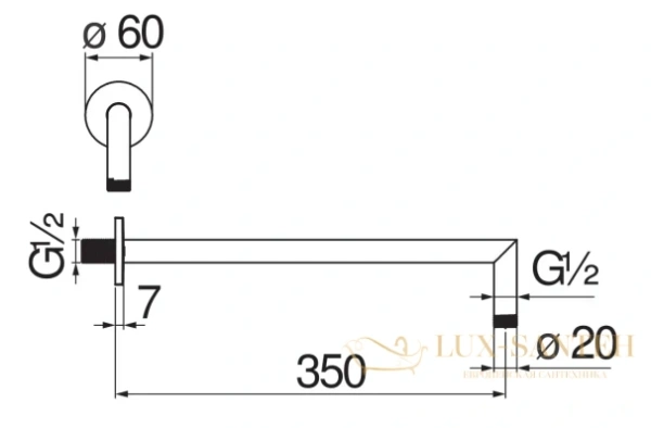 кронштейн для душа nobili, ad138/44wm polar white 350 мм, матовый, цвет белый