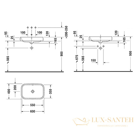 раковина накладная duravit happy d.2 2314600000 600х400 мм, белый