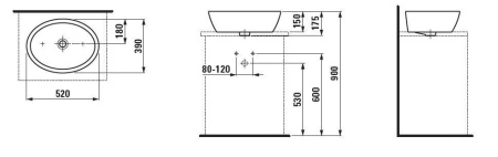 раковина laufen pro b 8.1296.4.400.109.1 накладная 52 см, белый глянцевый 