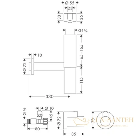 сифон для раковины hansgrohe flowstar 52120000