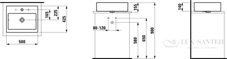 раковина laufen living 8.1143.1.000.108.1 накладная 50 см, белый глянцевый 