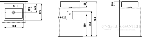 раковина laufen living 8.1143.1.000.108.1 накладная 50 см, белый глянцевый 