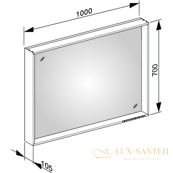 зеркало keuco plan с подсветкой, 1000 х 700 х 105 мм, алюминий