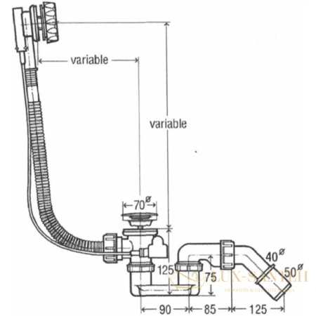 слив-перелив vitra syphon 59970013000 для ванны, хром