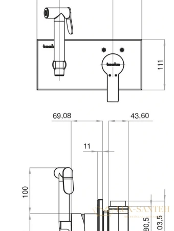 гигиенический комплект teska elsa btk6410w, хром/белый