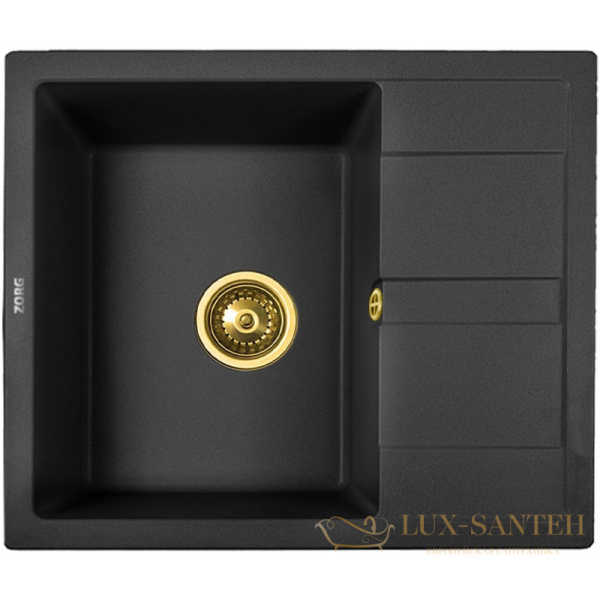 кухонная мойка zorg granit gr 580 black bronze, черный/бронза