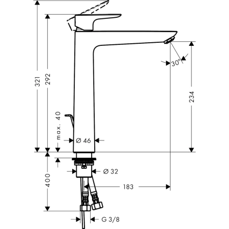 смеситель для раковины hansgrohe talis e 71716340, черный хром