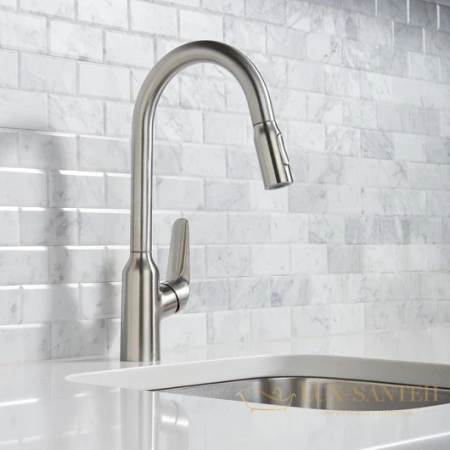 смеситель для кухни hansgrohe focus m42 с вытяжным изливом сталь (71800800)