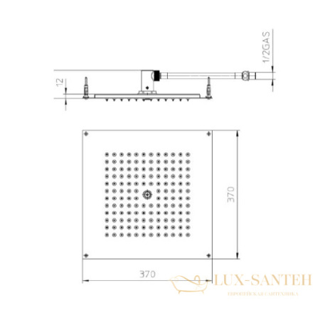 верхний душ bossini dream cube h38381.045 370х370 мм, белый матовый