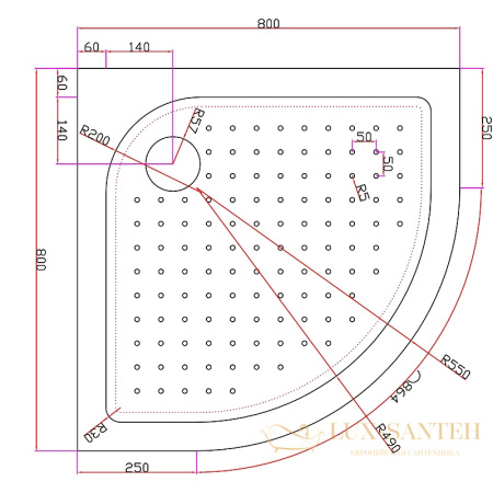 акриловый поддон cezares tray a tray-a-r-80-550-15-w для душа 80x80, белый