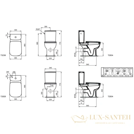 чаша напольного унитаза ideal standard esedra t283401, белый