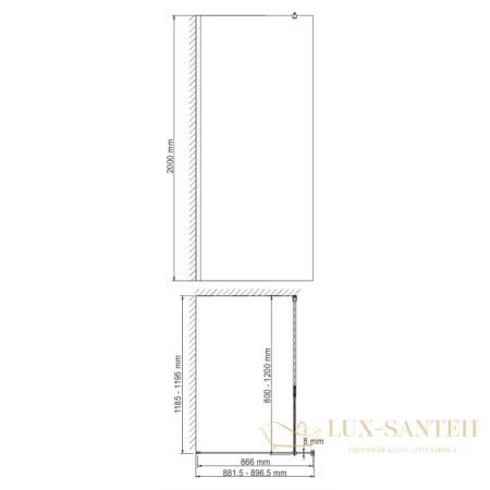 душевая перегородка wasserkraft abens 20w39, цвет черный