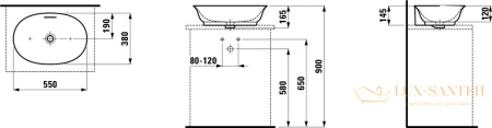 раковина laufen the new classic 8.1285.3.757.109.1 накладная 55 см, белый матовый 