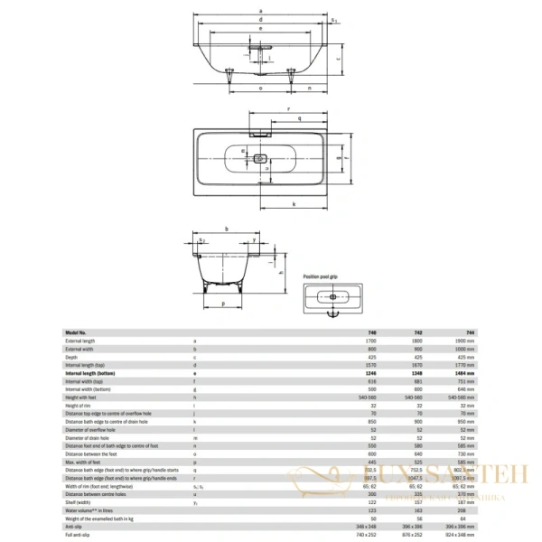 стальная ванна kaldewei asymmetric duo 274400013001 744 190х100 см с покрытием easy-clean, альпийский белый 