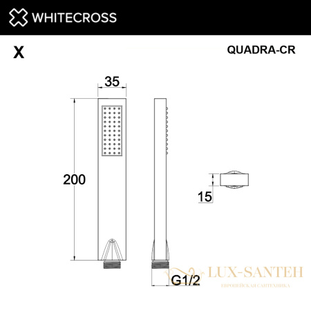 душевая лейка whitecross quadra-cr, хром