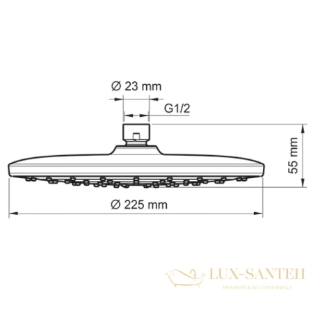 верхний душ wasserkraft a077 225 мм, черный