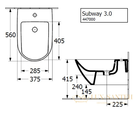 биде villeroy & boch subway 3.0 447000r1 подвесное ceramicplus, белый