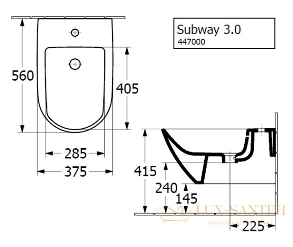 биде villeroy & boch subway 3.0 447000rw подвесное ceramicplus, белый матовый