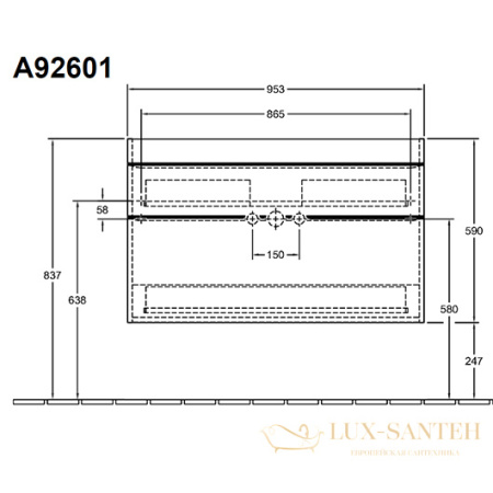 тумба под раковину villeroy & boch venticello a92601dh 95.3x50.2x59, белый