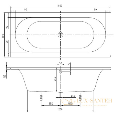 акриловая ванна villeroy & boch loop & friends 180х80 uba180lfs2v-01, белый alpin