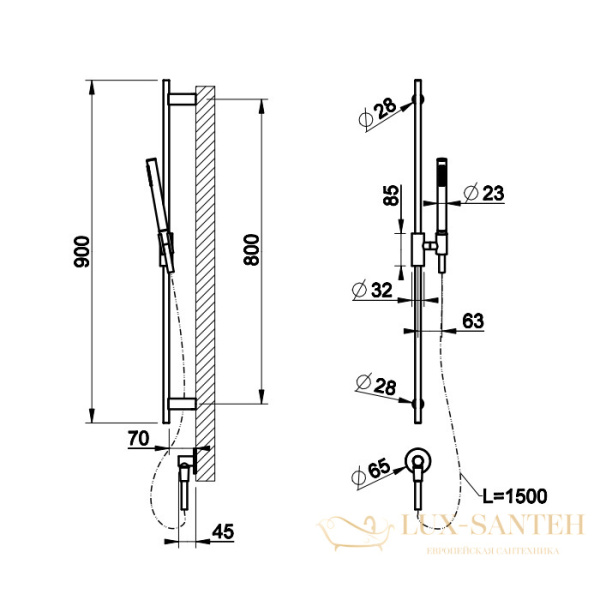 душевой гарнитур gessi anello 63482.031, хром