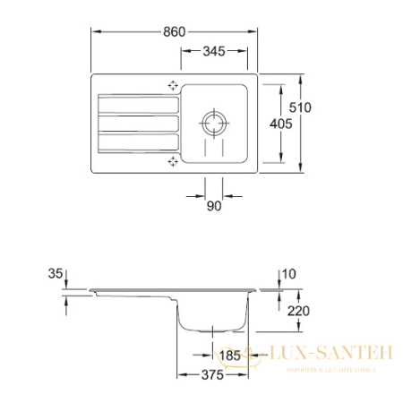 кухонная мойка villeroy & boch architectura 50 335001r1 ceramicplus 860×510 мм, белый