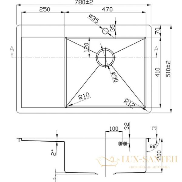 кухонная мойка zorg pvd pvd 7851-r grafit, графит