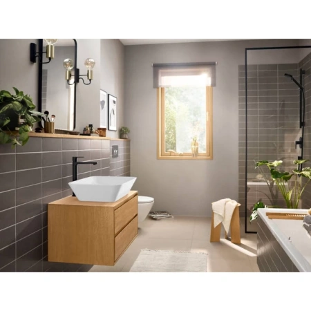 смеситель для раковины hansgrohe rebris e 72591670, с донным клапаном, черный матовый