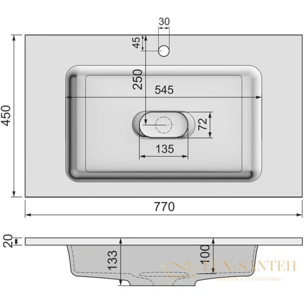 раковина jorno modul mol.08.80/w 77х45 см, белый 